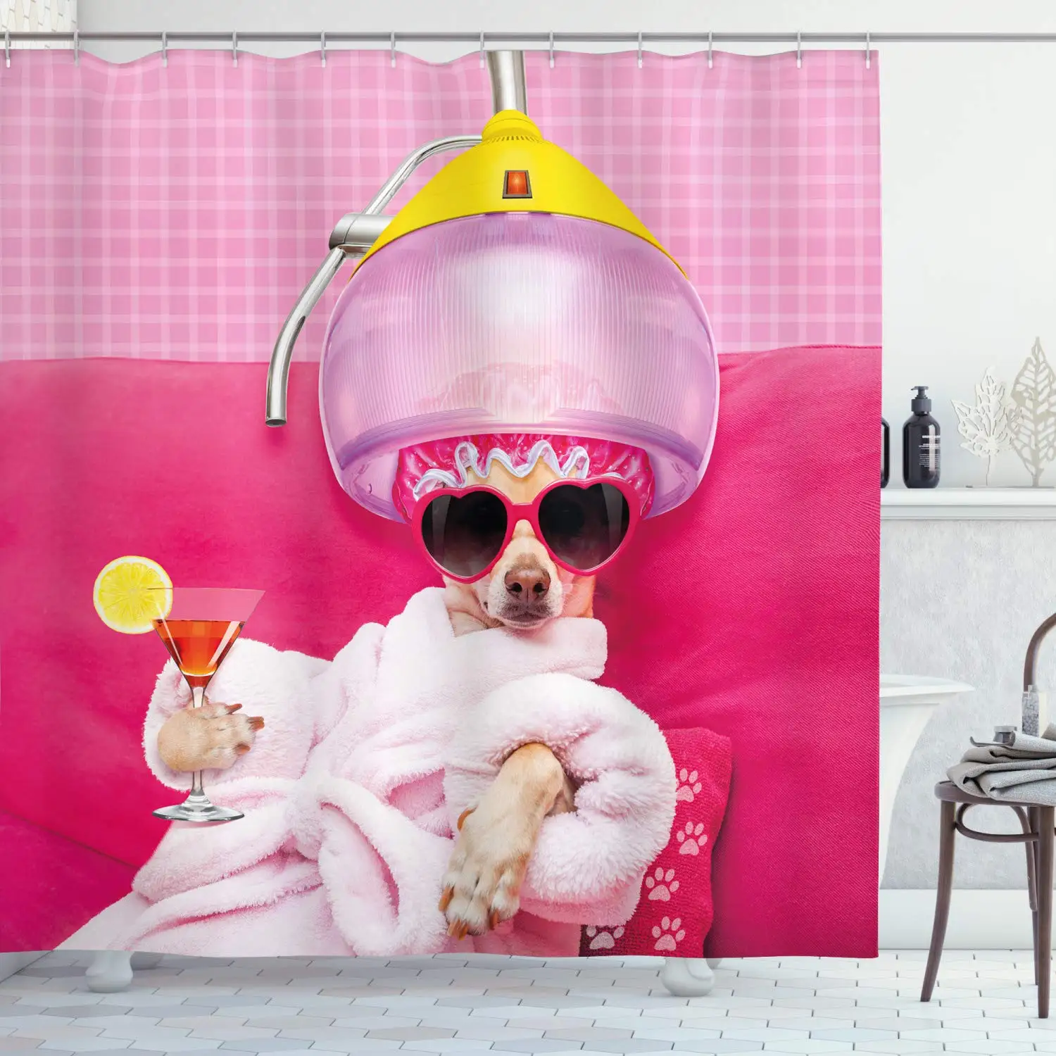 Spa Wellness Com - Cortina de chuveiro para cães chihuahua,